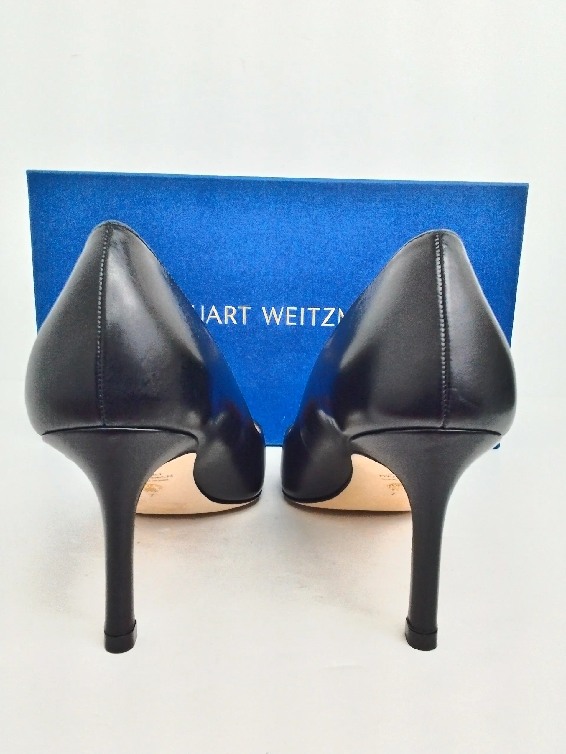 Stuart Weitzman Women's Anny Black Leather Heels Size 7 B