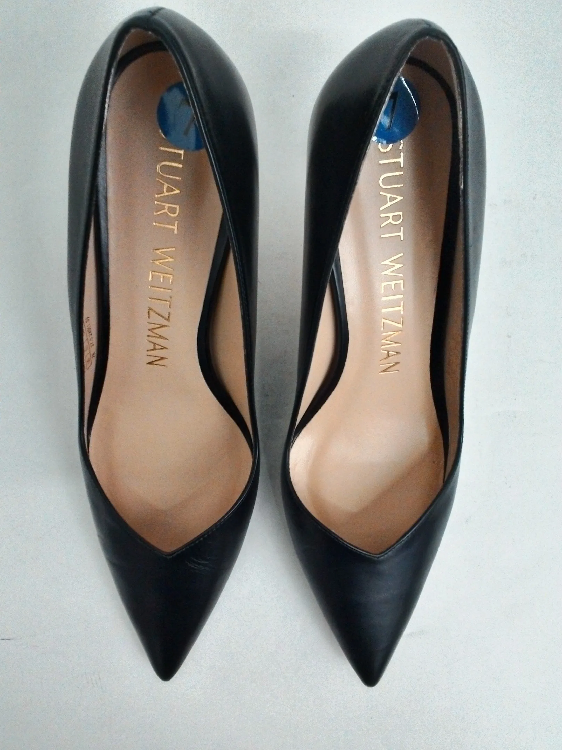 Stuart Weitzman Women's Anny Black Leather Heels Size 7 B