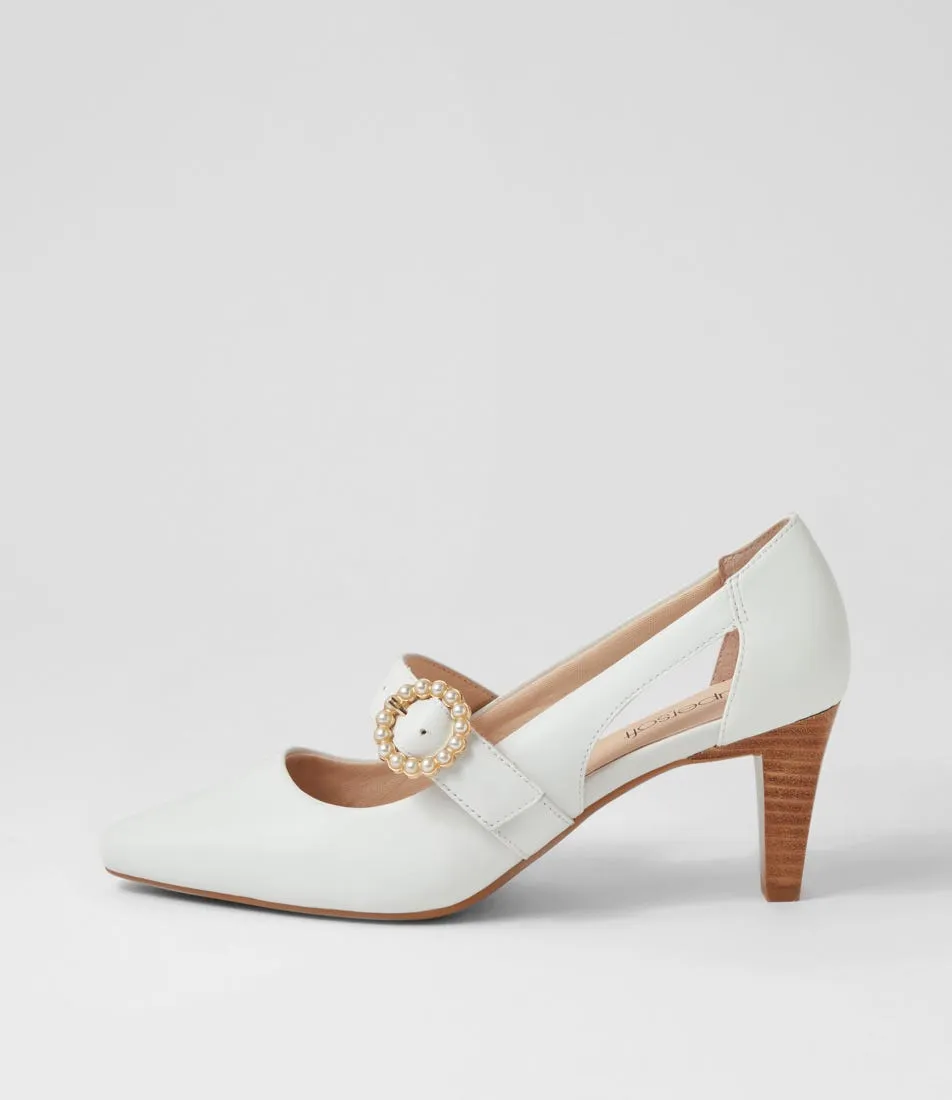 SUPERSOFT Moovi Off White Leather Mary Jane Heels