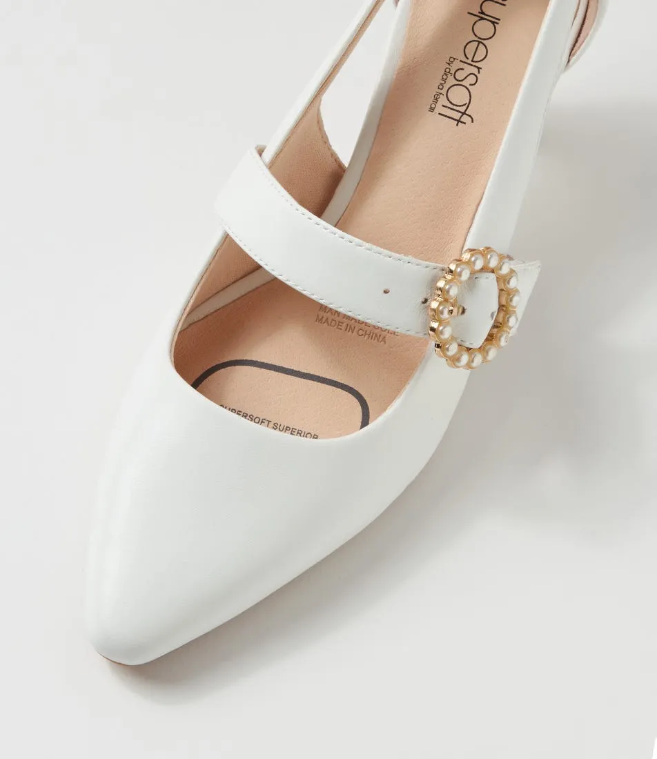 SUPERSOFT Moovi Off White Leather Mary Jane Heels