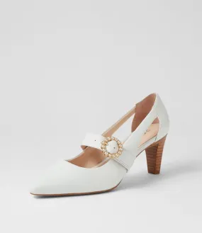 SUPERSOFT Moovi Off White Leather Mary Jane Heels