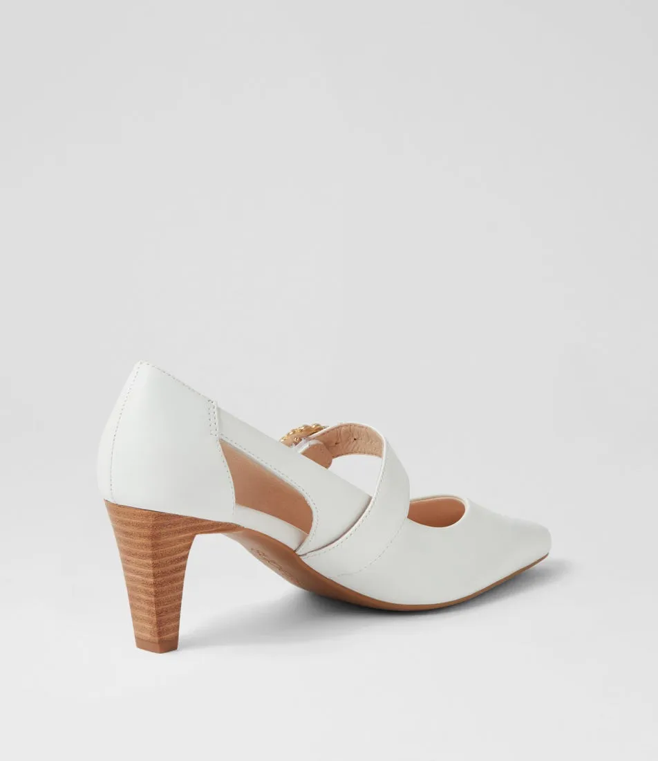 SUPERSOFT Moovi Off White Leather Mary Jane Heels