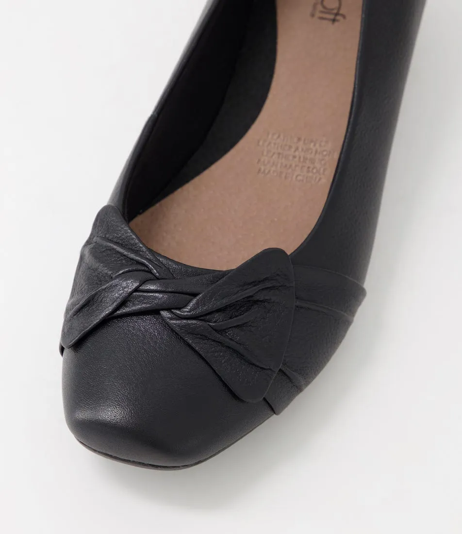 SUPERSOFT Black Leather Wedge Shoe