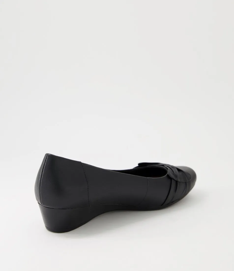 SUPERSOFT Black Leather Wedge Shoe