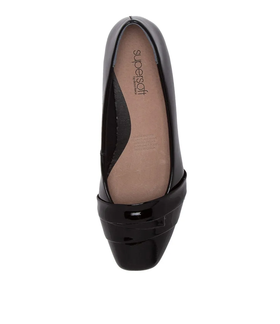 SUPERSOFT Renzo Black Patent Leather Wedges