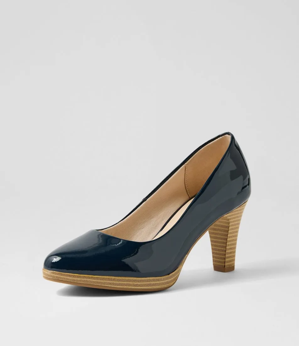 SUPERSOFT Serina2 Navy Natural Patent Leather Heels