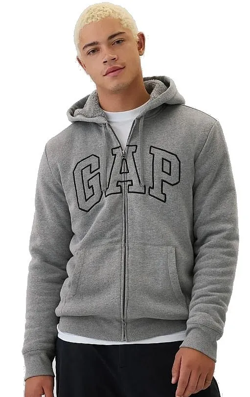 sweatshirt GAP Arch Sherpa Zip - B25 Grey Heather - men´s