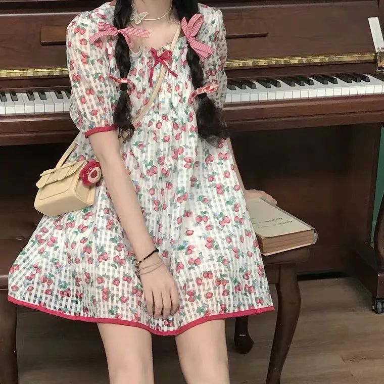 Dolly Mini Dress in Sweet StrawBerry Kawaii