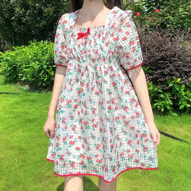 Dolly Mini Dress in Sweet StrawBerry Kawaii