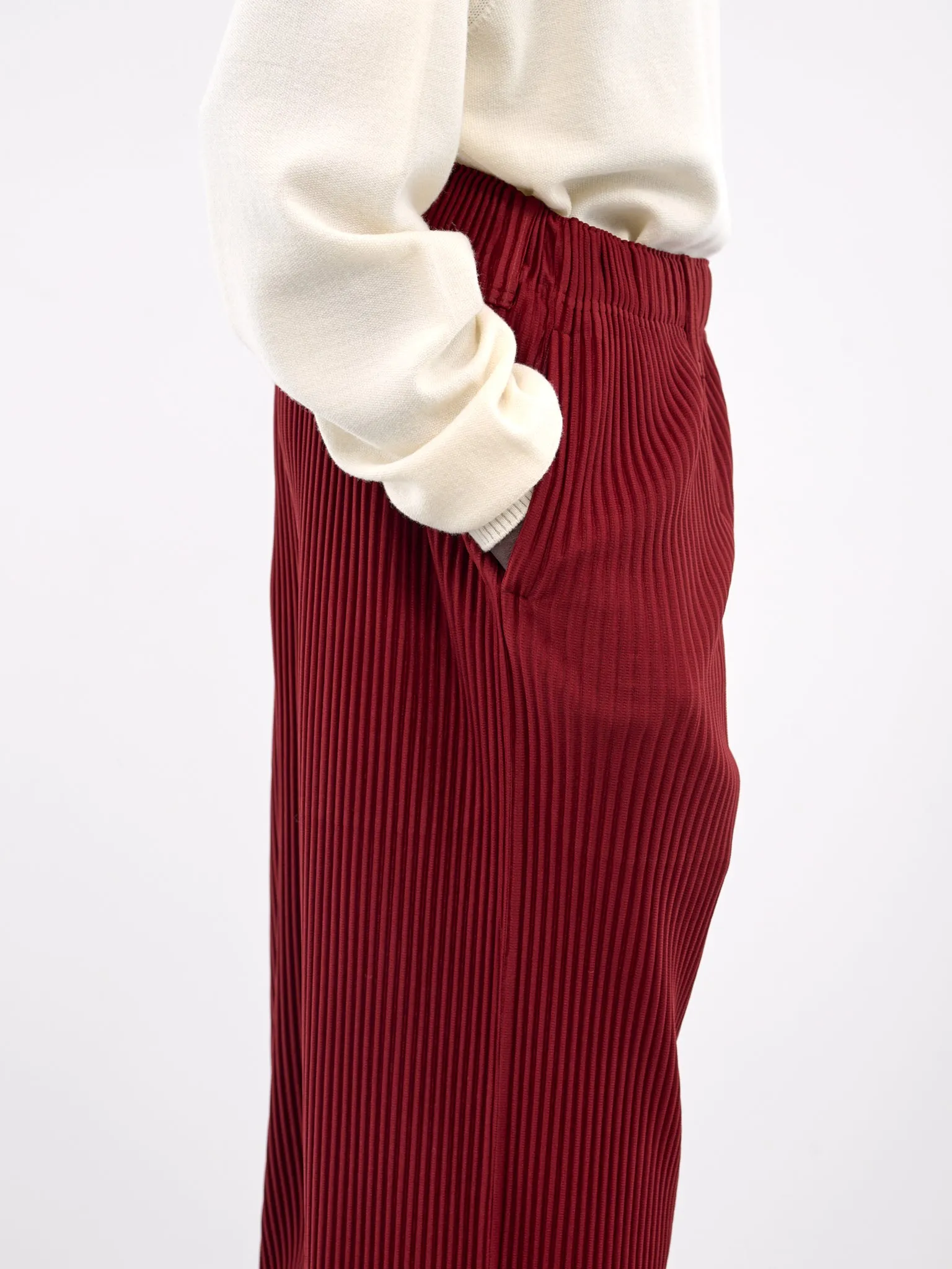 Tailored Pleats Trousers (HP48JF158-25-CRIMSON-RED)