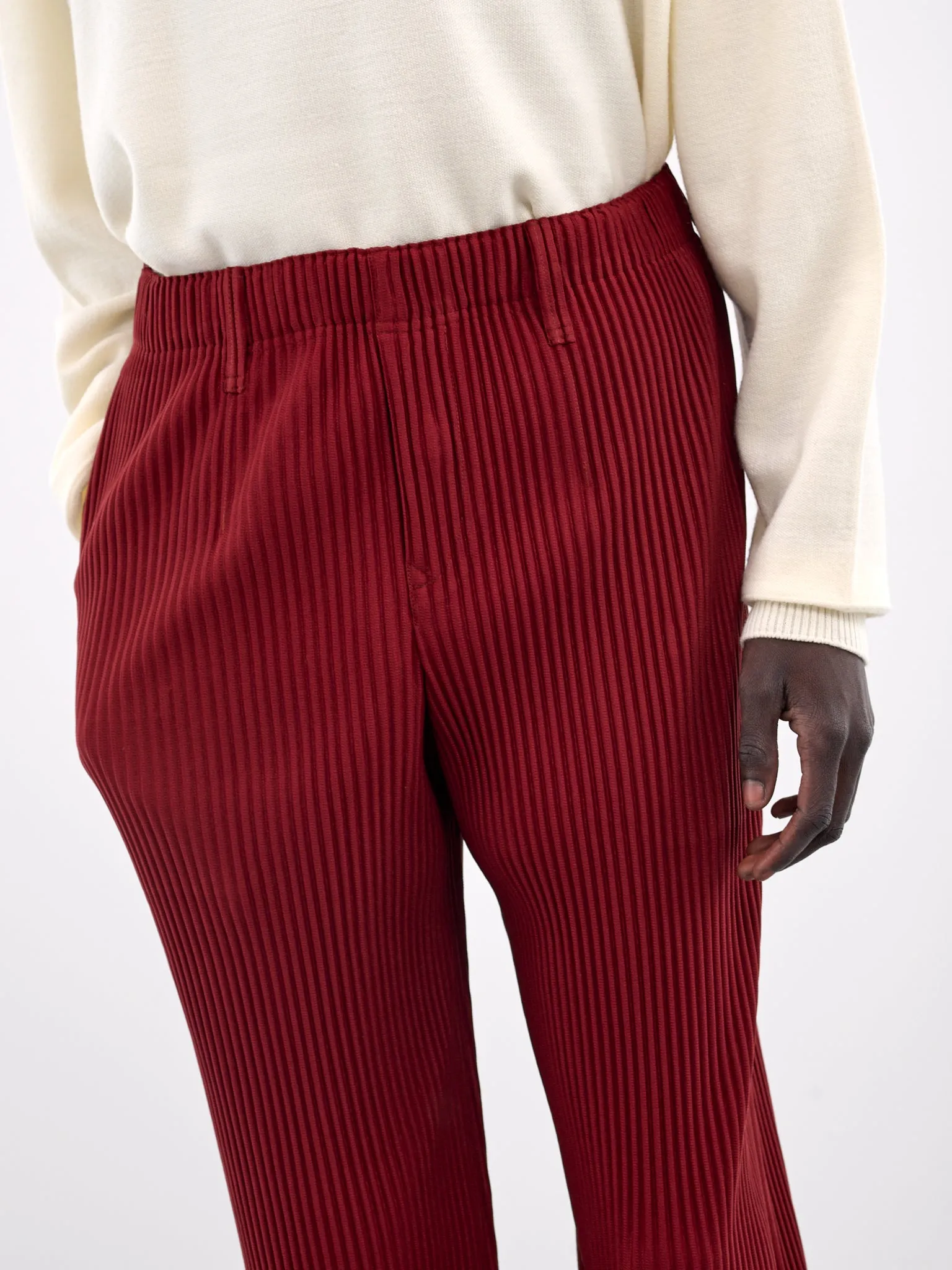 Tailored Pleats Trousers (HP48JF158-25-CRIMSON-RED)