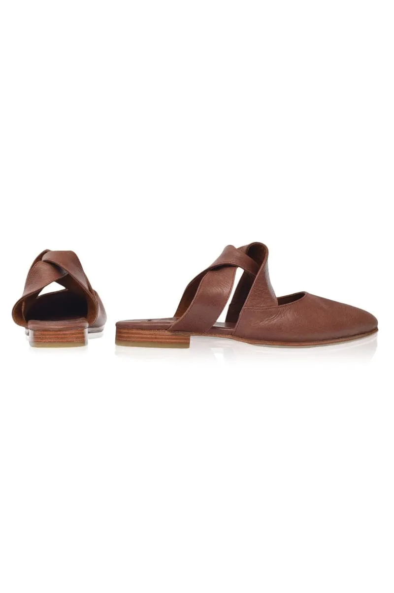 Taj Mahal Pointy Toe Mules in Vintage Brown