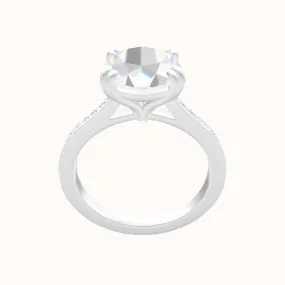 Tapered Channel Set Engagement Ring With Double Prongs Head