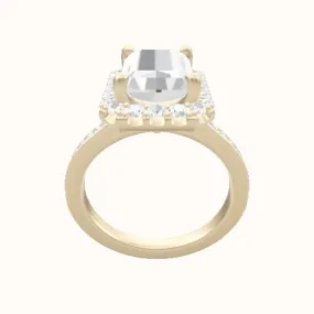 Tapered Channel Set Engagement Ring With Halo Head