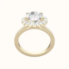 Tapered Channel Set Engagement Ring With Halo with Double Prong Head