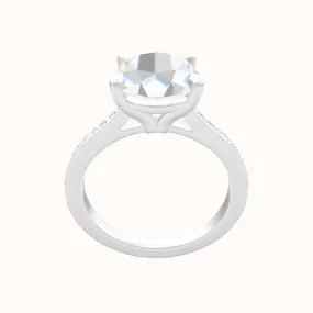 Tapered Channel Set Engagement Ring With Standard Four Prong Head