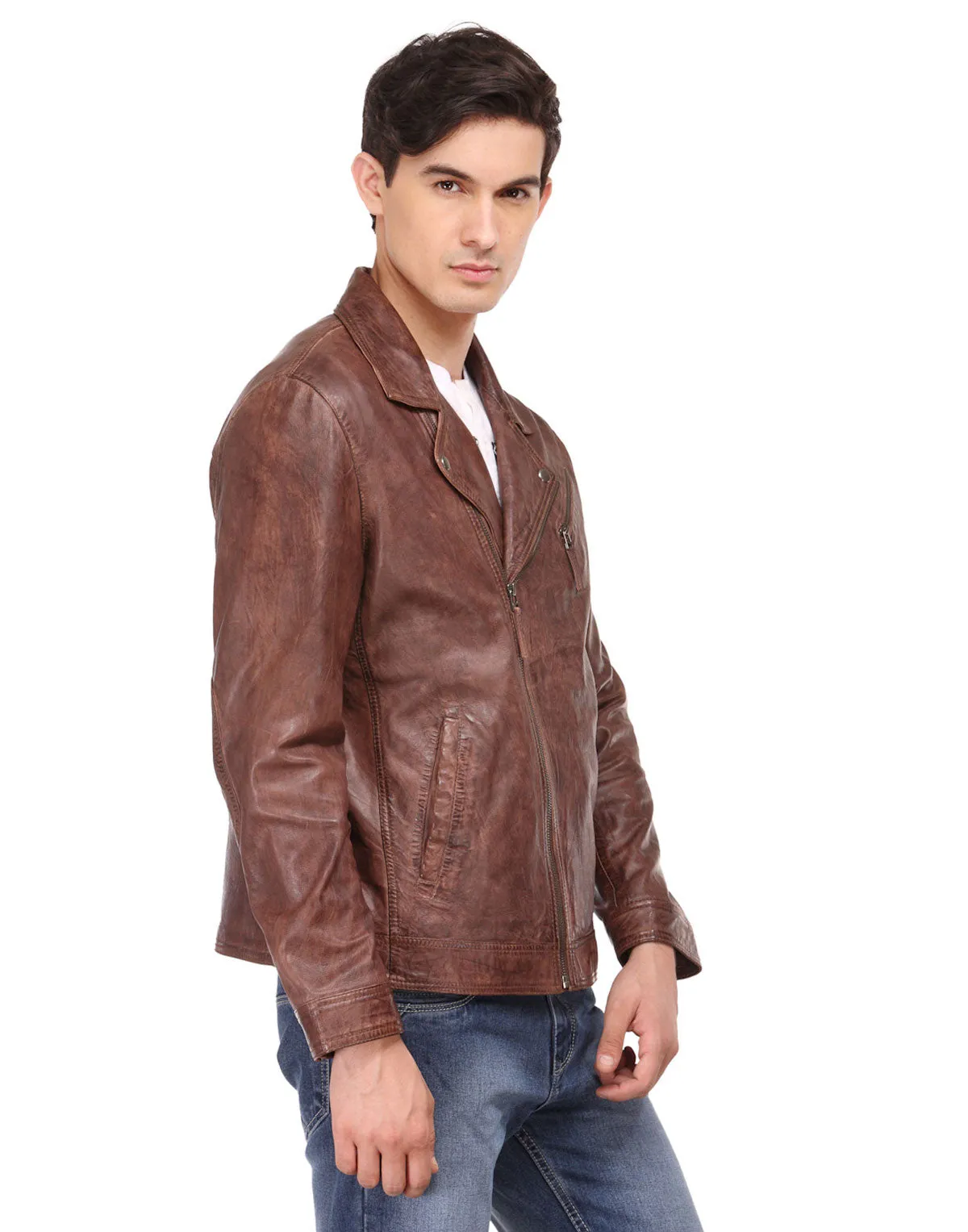 Teakwood Brown Mens Genuine Leather Jacket