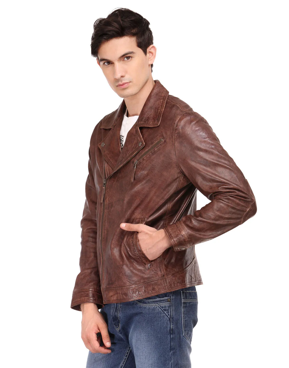 Teakwood Brown Mens Genuine Leather Jacket