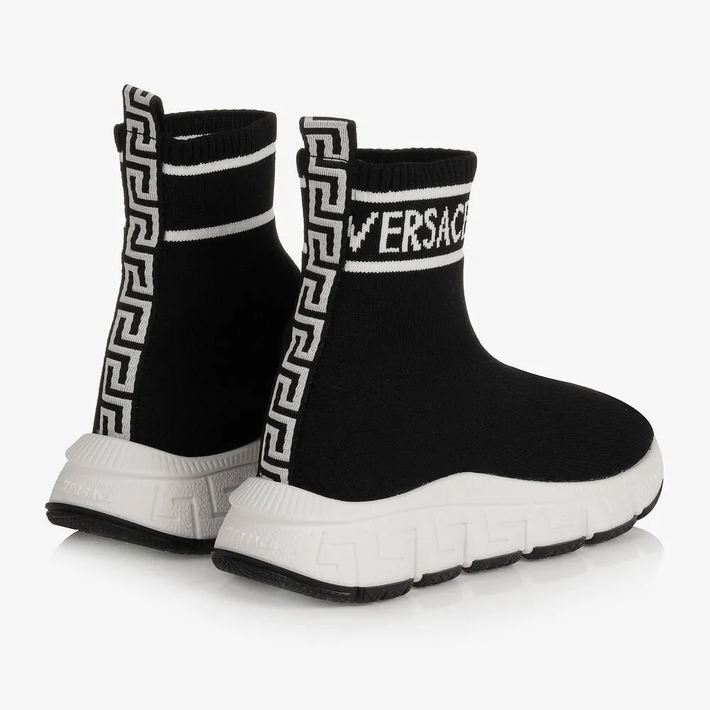 Teen Black Logo Sock Trainers