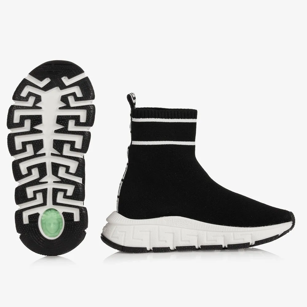 Teen Black Logo Sock Trainers