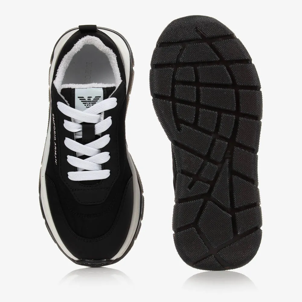 Teen Boys Black Logo Trainers