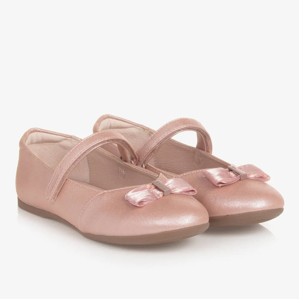 Teen Girls Pink Shimmery Ballerina Pumps