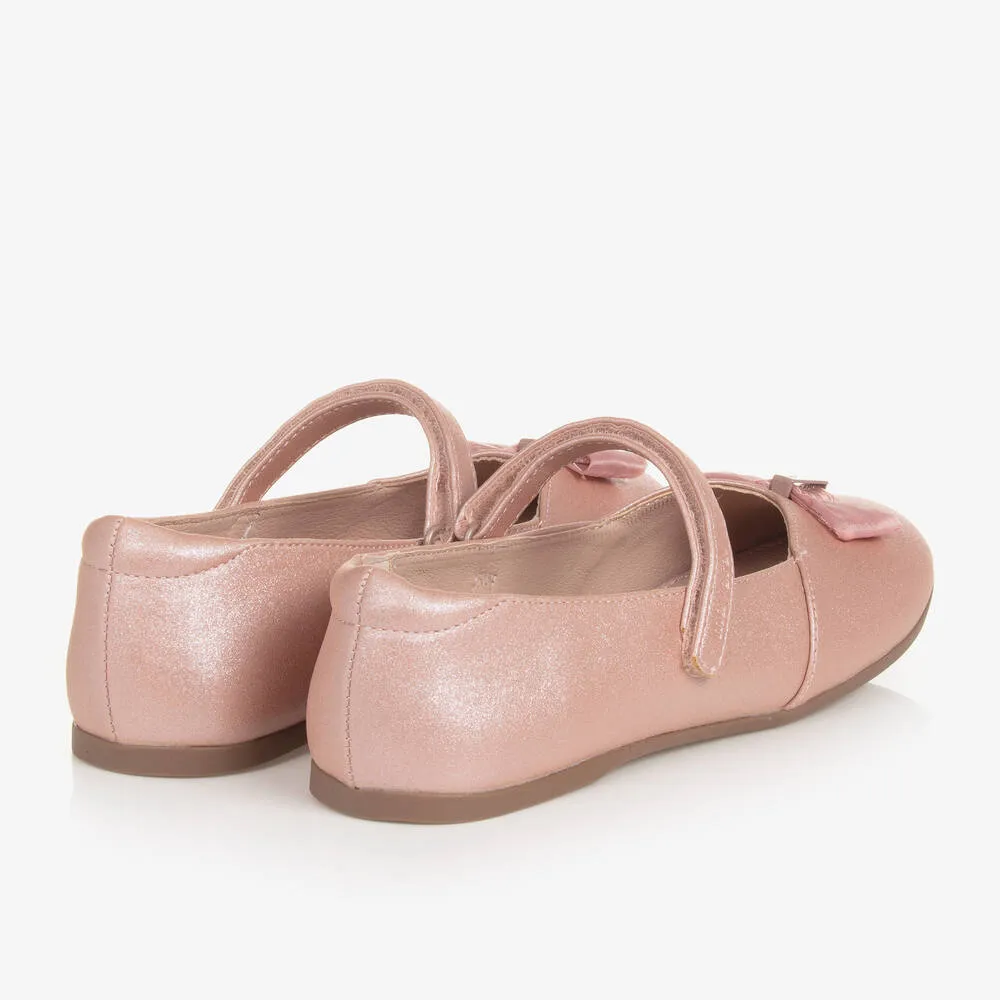 Teen Girls Pink Shimmery Ballerina Pumps