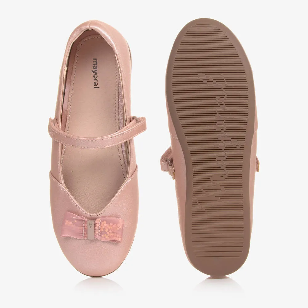 Teen Girls Pink Shimmery Ballerina Pumps