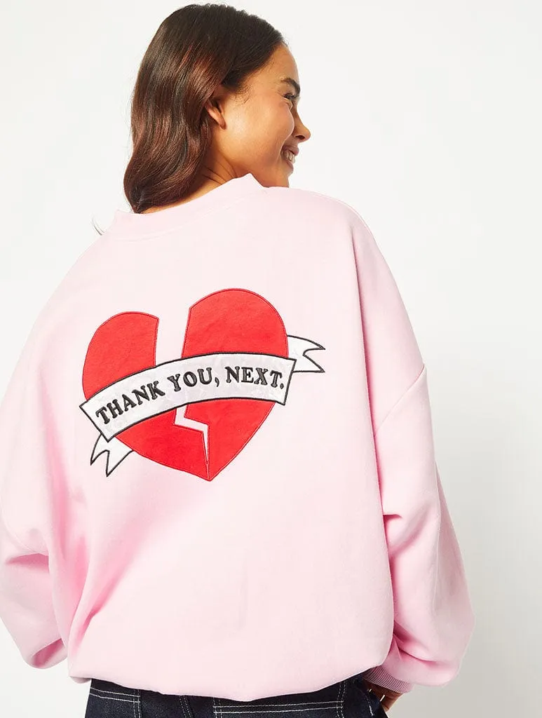 Thank You Next Pink Oversized Sweatshirt