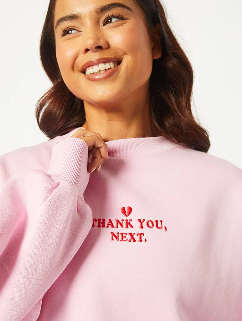 Thank You Next Pink Oversized Sweatshirt