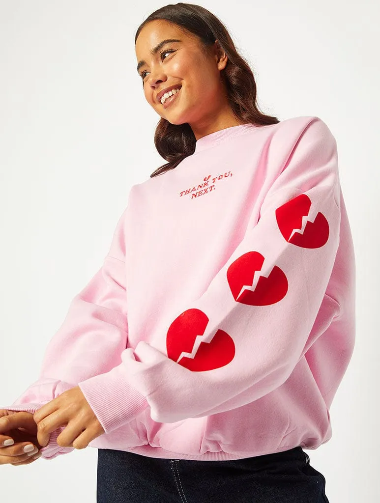 Thank You Next Pink Oversized Sweatshirt