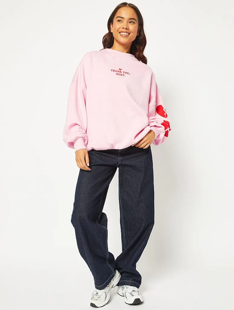 Thank You Next Pink Oversized Sweatshirt