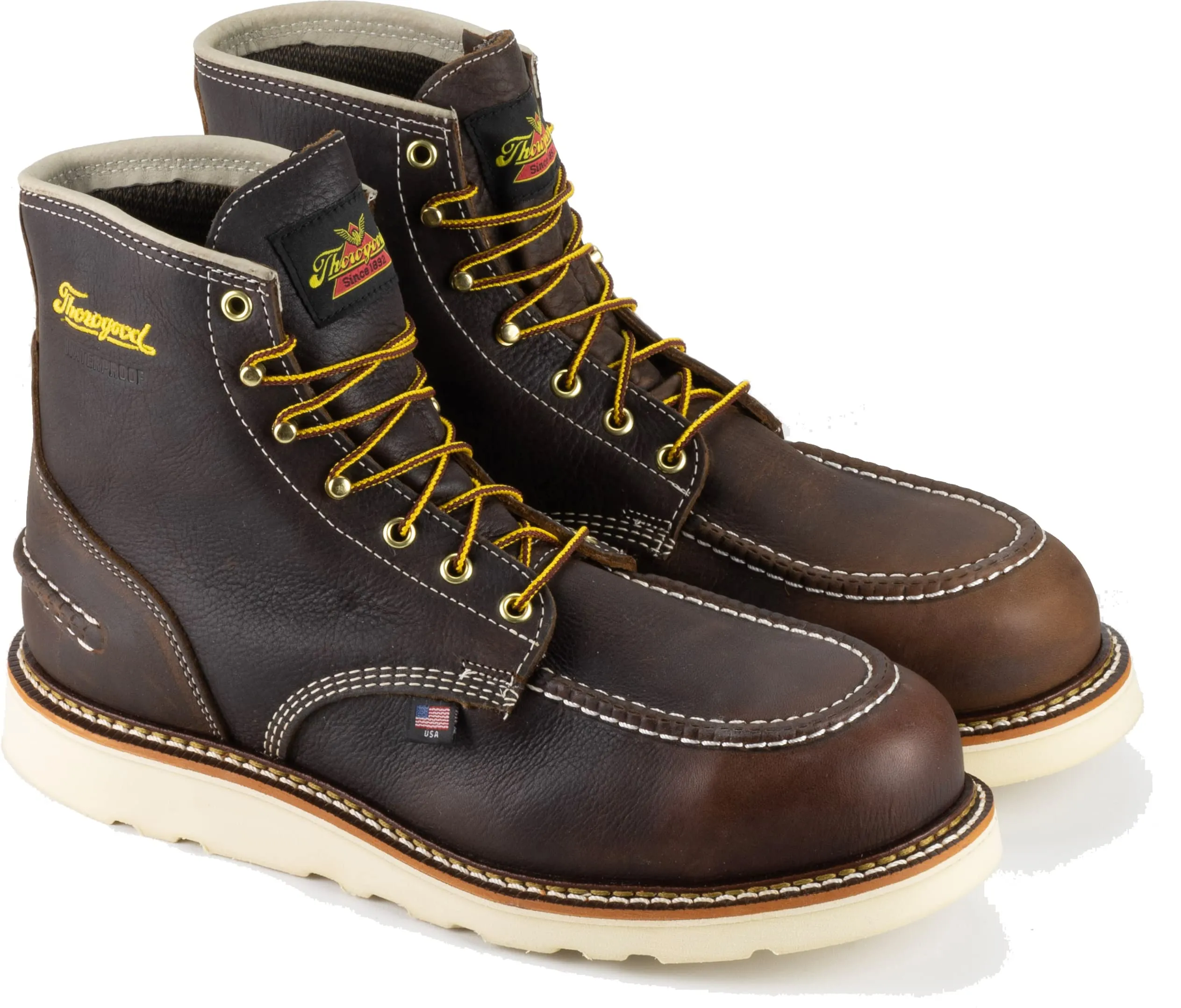 Thorogood 6 Waterproof Steel Toe Work Boot in Briar Pitstop Moc Style for Men