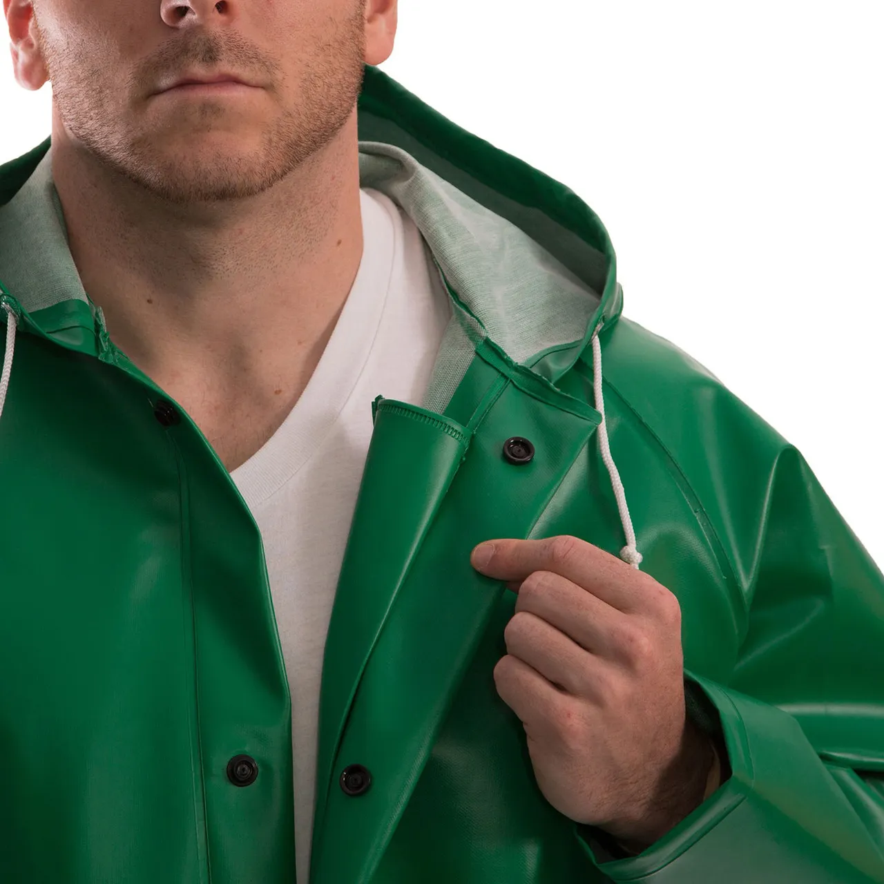 Tingley ASTM D6413 SafetyFlex Green Chem Splash Jacket with Hood J41108