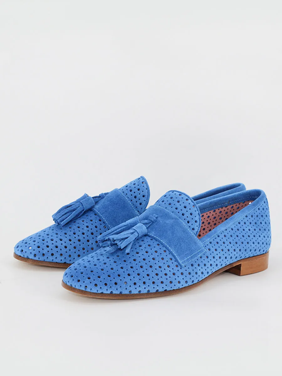 Tivoli blue suede moccasins