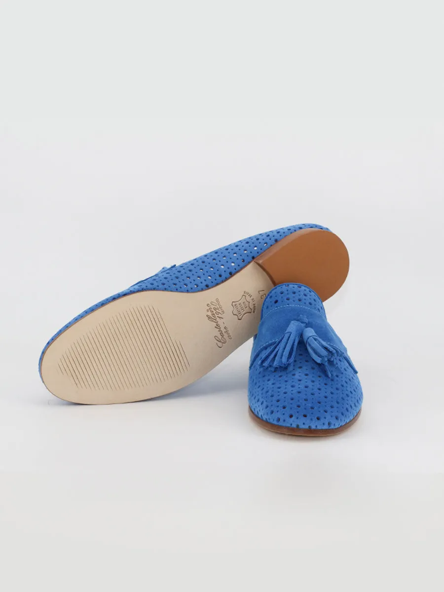 Tivoli blue suede moccasins