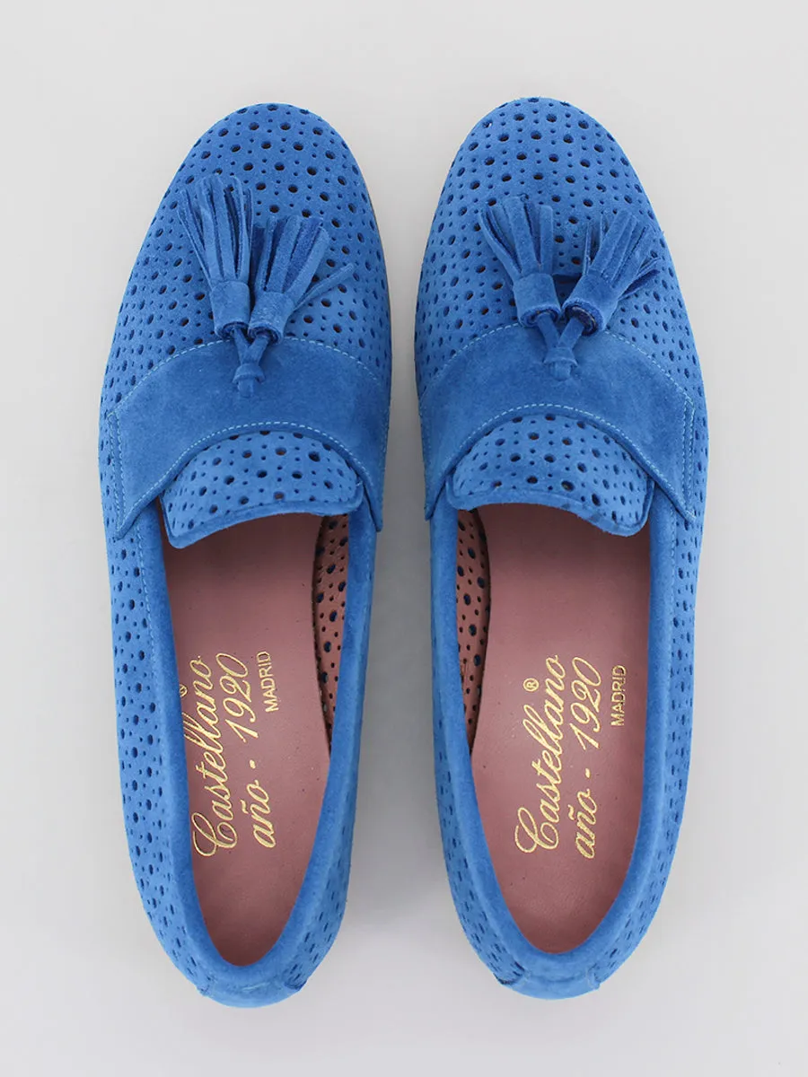 Tivoli blue suede moccasins