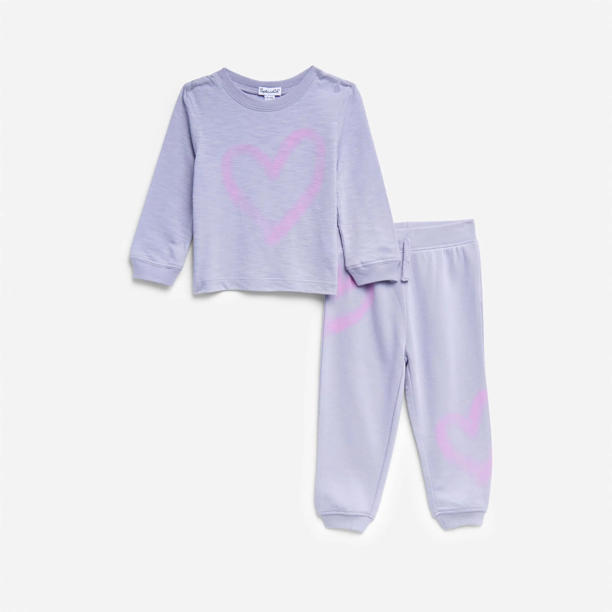 Toddler Girl Lavender Heart Long Sleeve Set