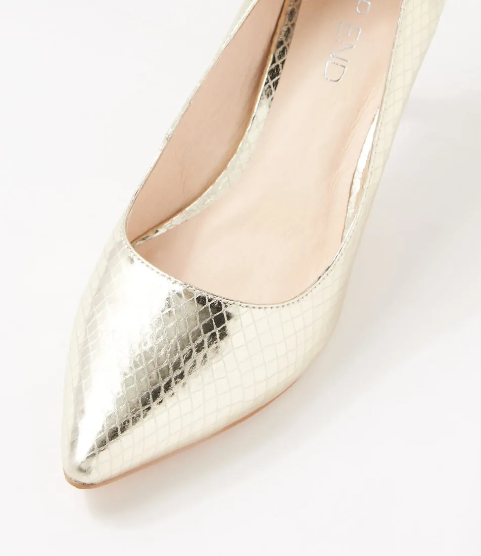 TOP END Barrios Pale Gold Mirror Leather Pump Heels