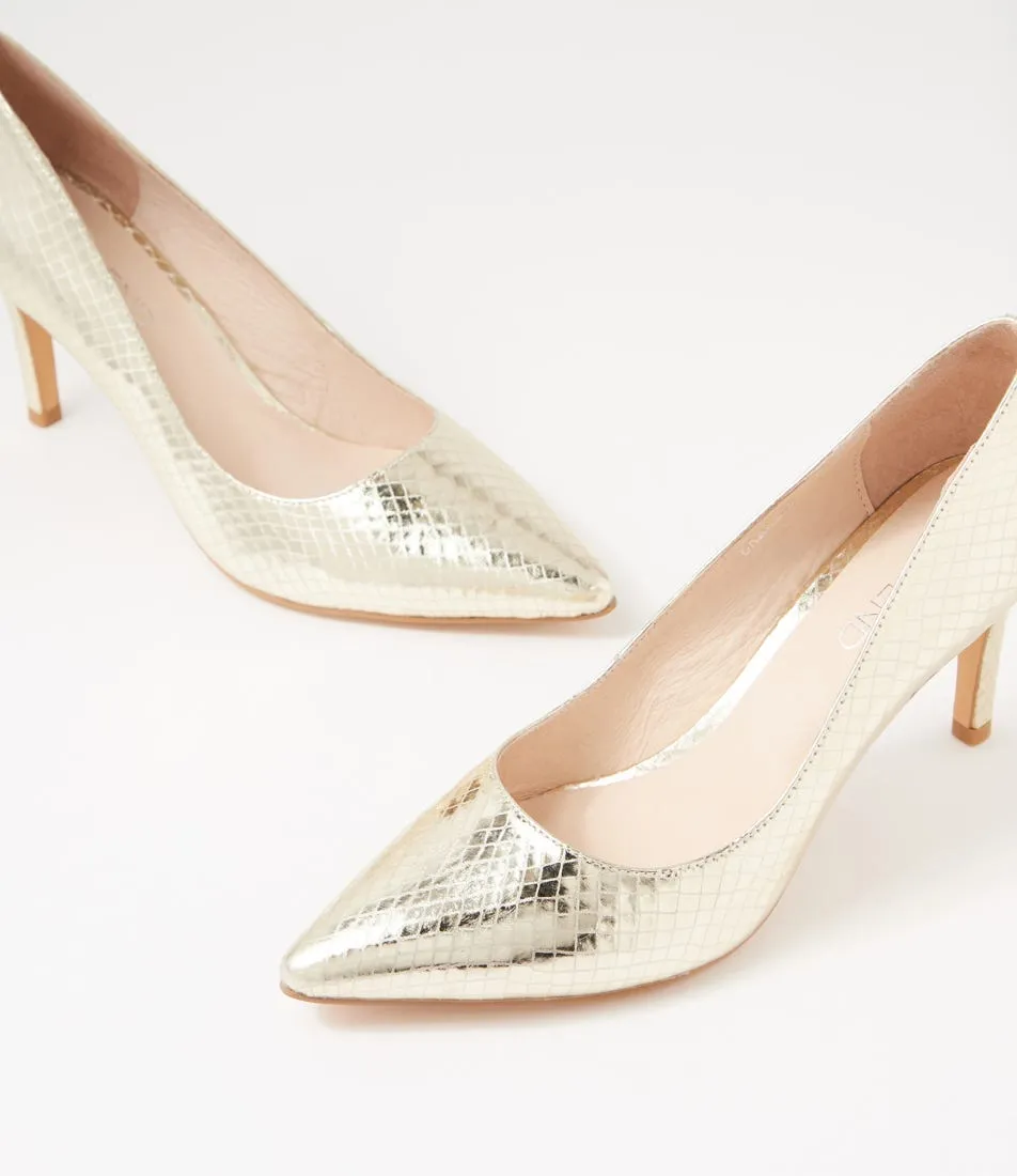 TOP END Barrios Pale Gold Mirror Leather Pump Heels