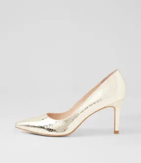 TOP END Barrios Pale Gold Mirror Leather Pump Heels