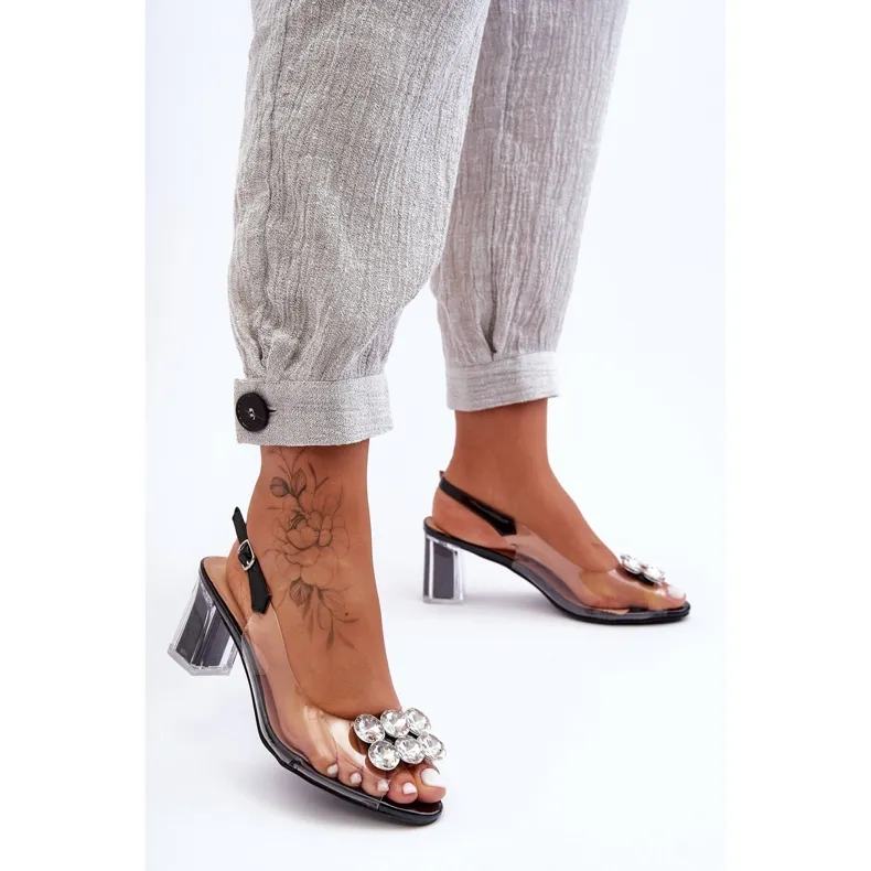 Transparent Sandals With Black Heels S.Barski MR1037-43