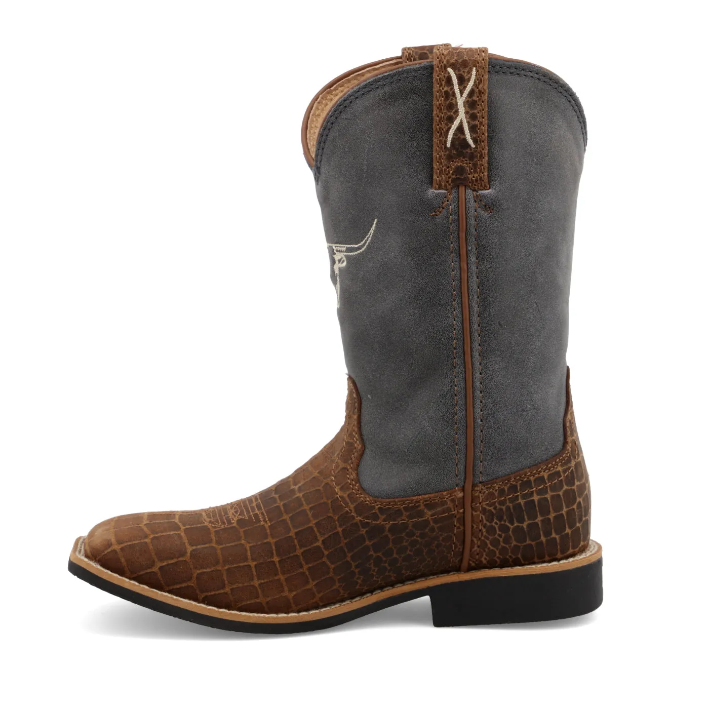 Twisted X Youth Top Hand Boots - Chocolate and Dusty Blue