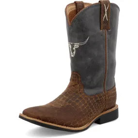 Twisted X Youth Top Hand Boots - Chocolate and Dusty Blue