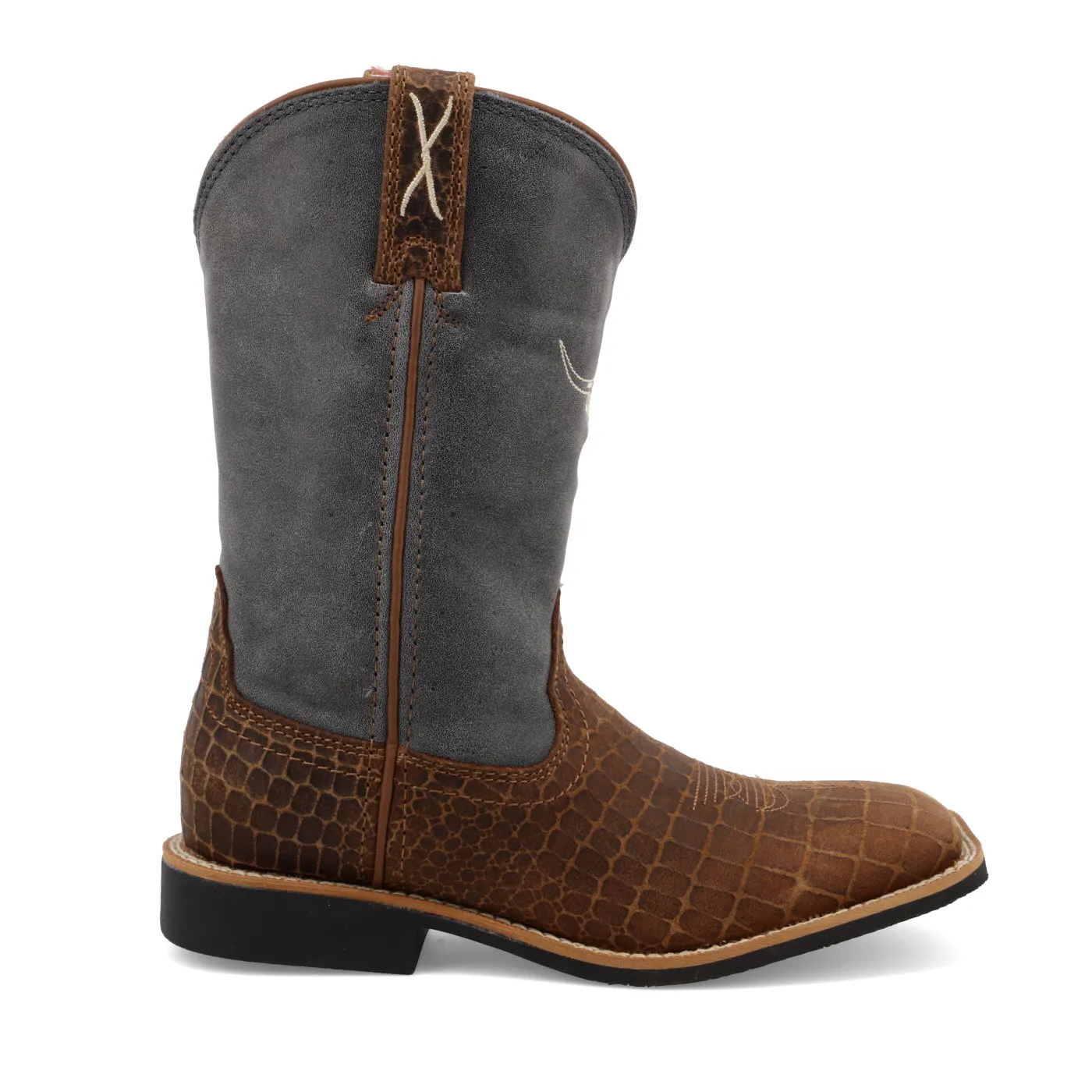 Twisted X Youth Top Hand Boots - Chocolate and Dusty Blue