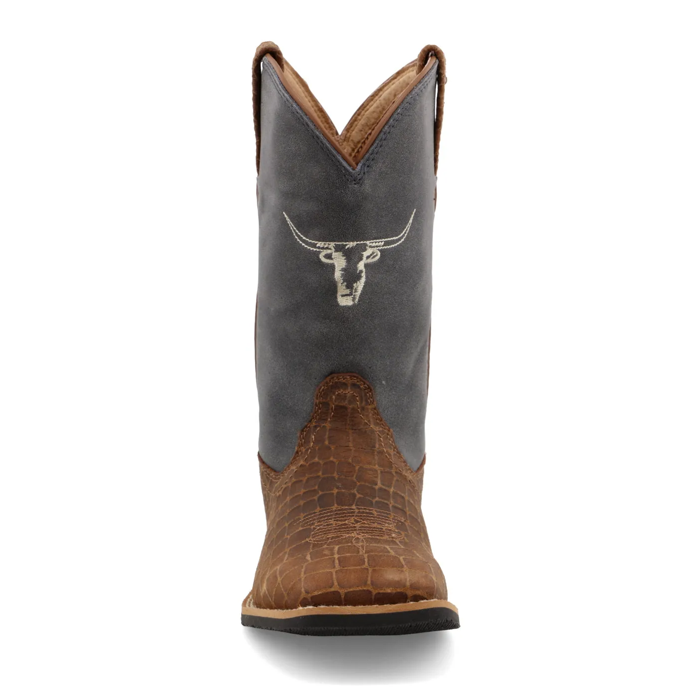 Twisted X Youth Top Hand Boots - Chocolate and Dusty Blue