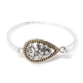 Gold and Silver Filigree Teardrop Bracelet