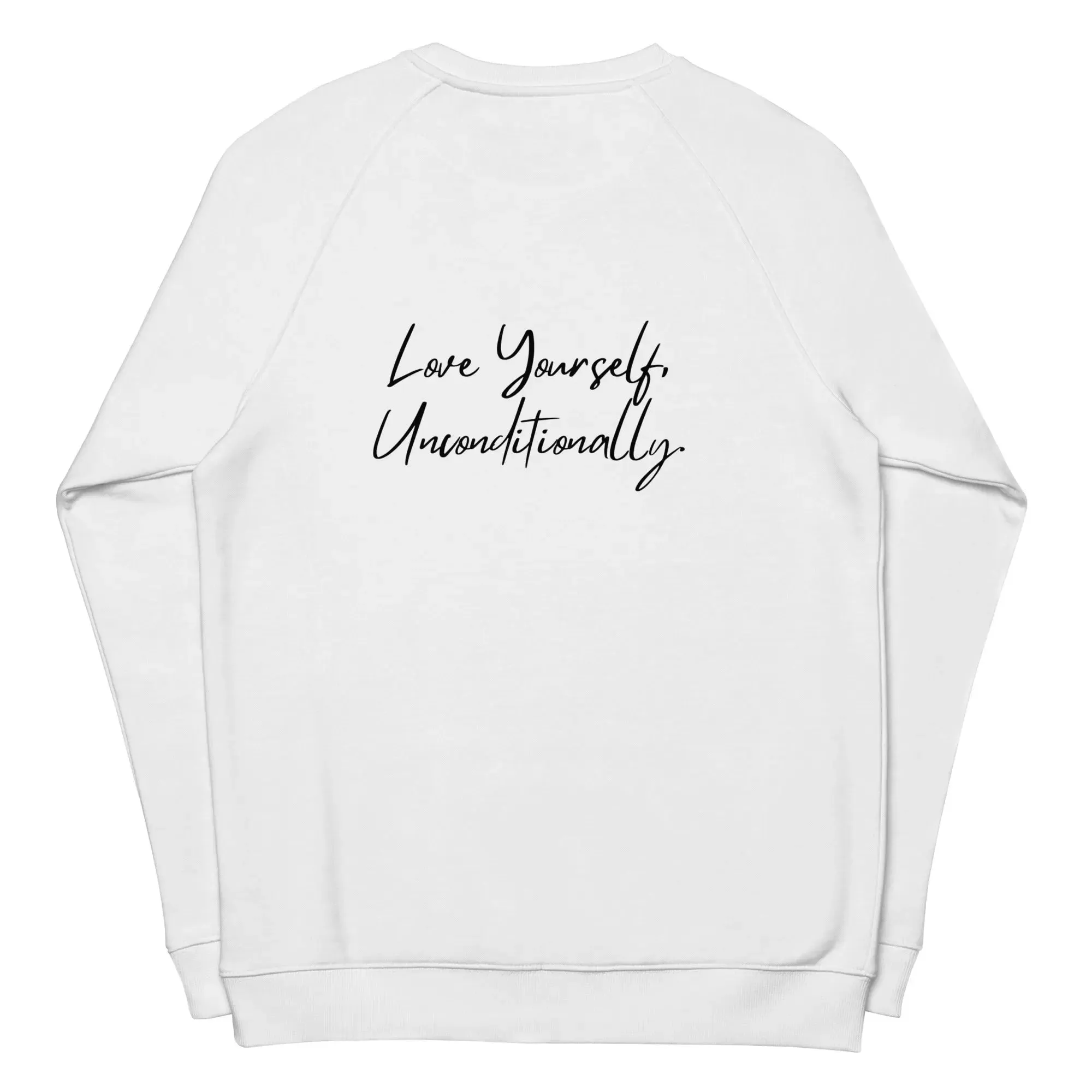 Unisex organic raglan sweatshirt for self-love