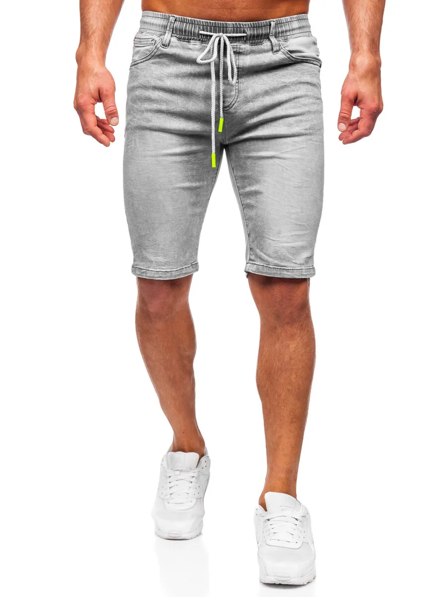 Men's Gray Denim Shorts by Bolf TF235