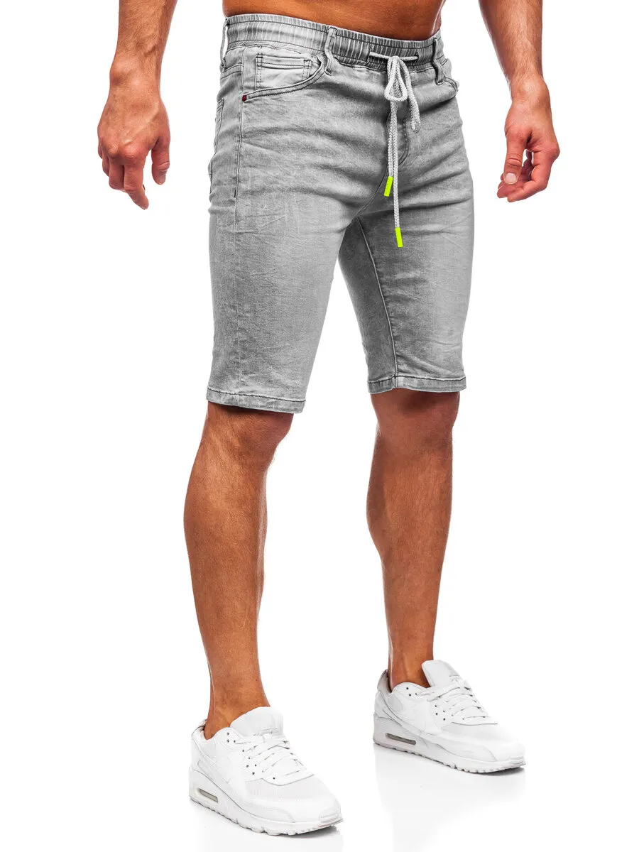 Men's Gray Denim Shorts by Bolf TF235